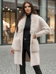 Palton de dama bej OZONEE JS/53M5200/155Z