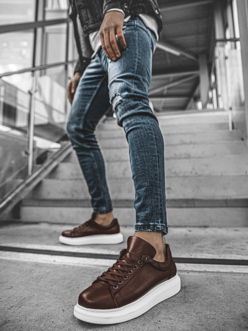 SNEAKERS mare brun-alb OZONEE CH/257