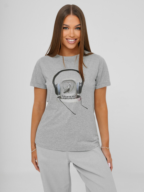 Tricou femei gri OZONEE DJ77806