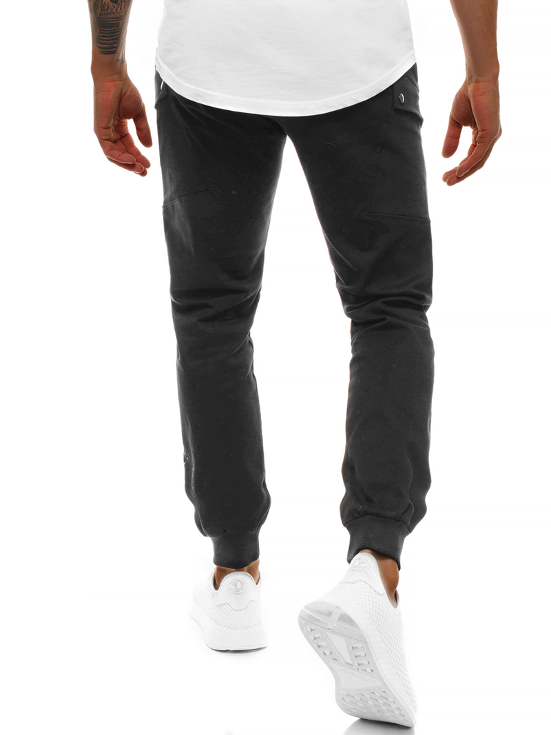 Pantaloni chino jogger pentru bărbați negri OZONEE O/11103