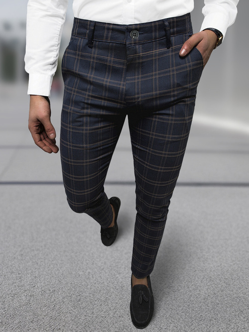 Pantaloni chino bărbaţi albastru marin OZONEE DJ/5632