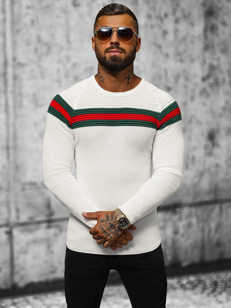 Pulover bărbați écru OZONEE L/2457Z