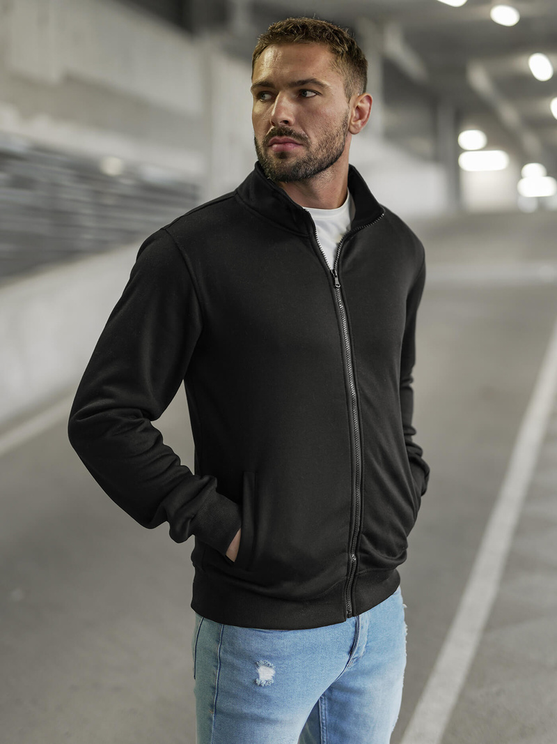 Bluză cu fermoar bărbați neagră OZONEE JS/2002Z