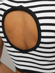 Set pentru femei negru/alb - top și fusta OZONEE O/JK262