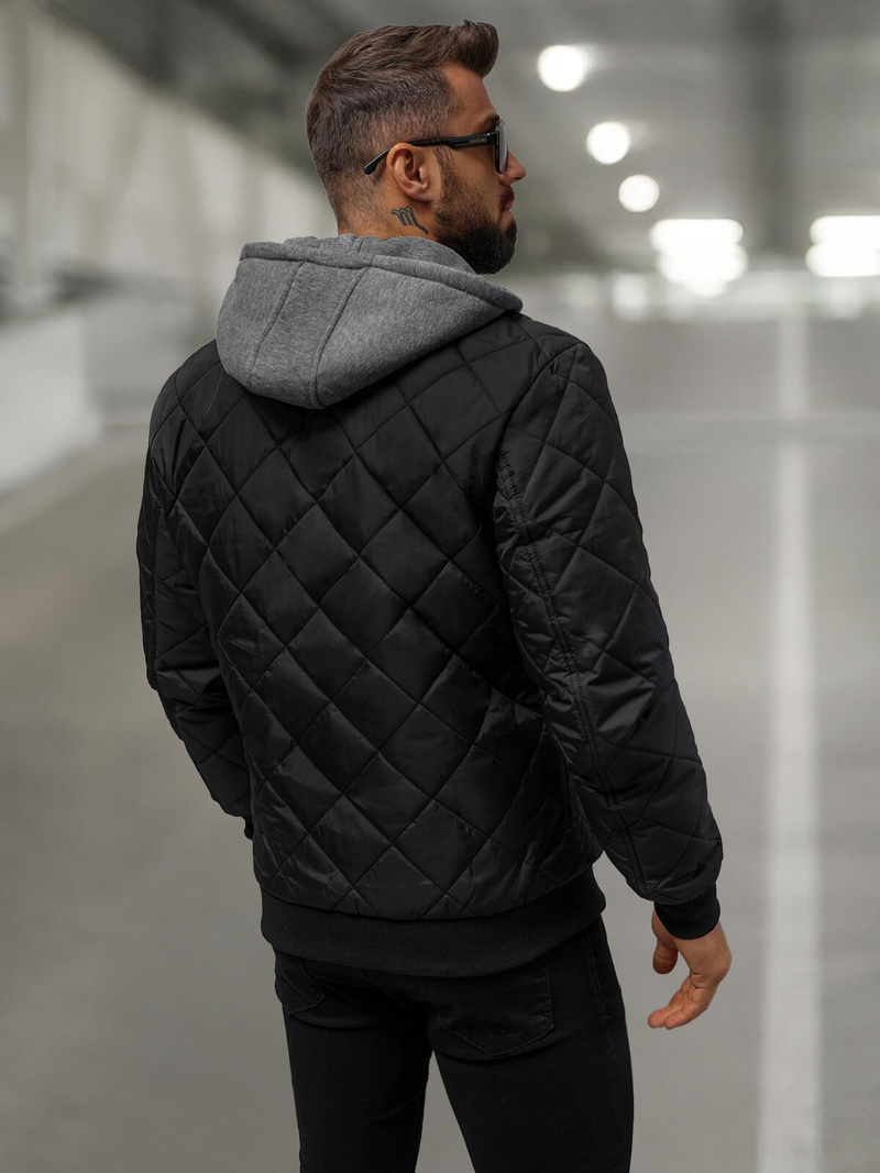 Jachetă bărbați neagră OZONEE JS/8M986/392