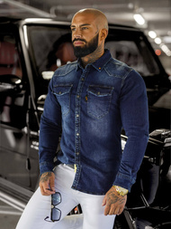 Cămașă de blugi bărbați albastră OZONEE O/51410