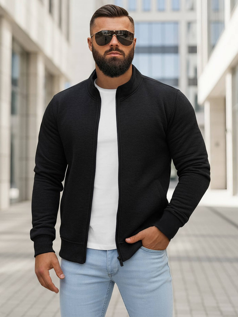 Bluză cu fermoar bărbați neagră OZONEE JS/2002Z