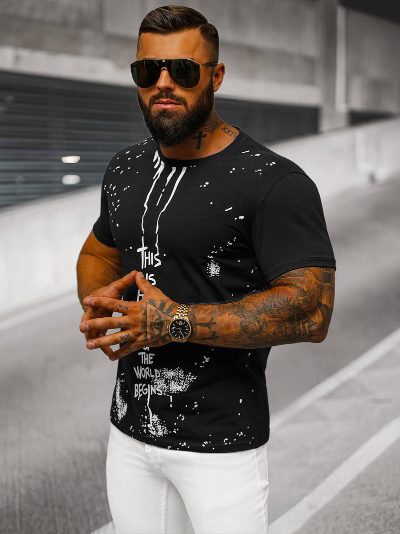 Tricou bărbați negru OZONEE O/8T1259/3