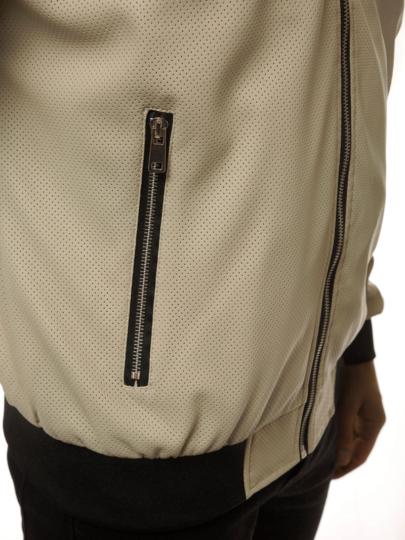 Geacă de piele bărbați bej OZONEE N/6124