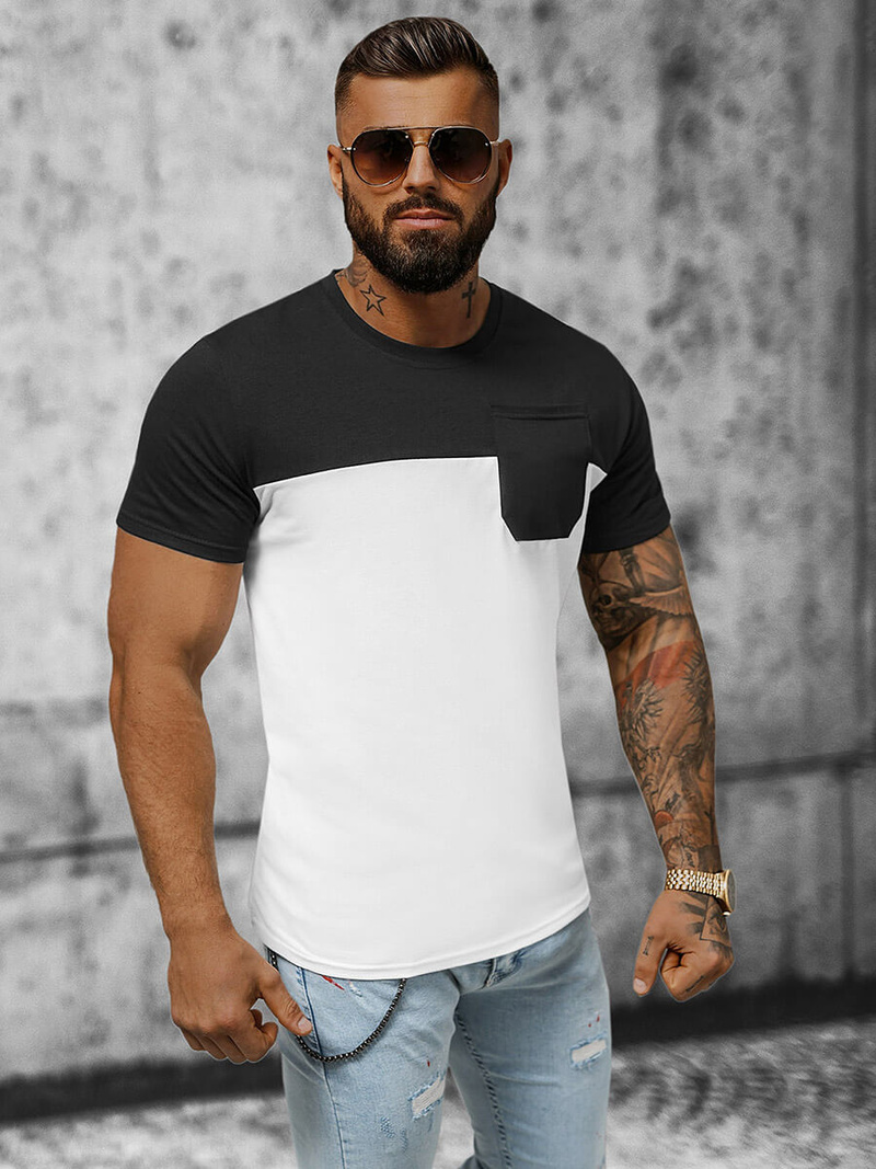 Tricou bărbați negru-alb OZONEE JS/8T91/1Z