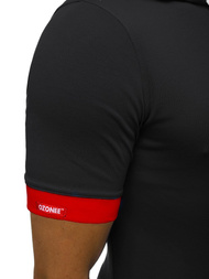Tricou cu glugă bărbați negru-roșu OZONEE O/1273Z
