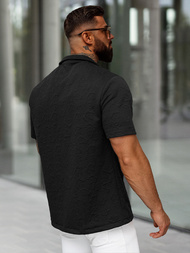 Cămașă cu mâneca scurtă bărbați neagră OZONEE O/B2258