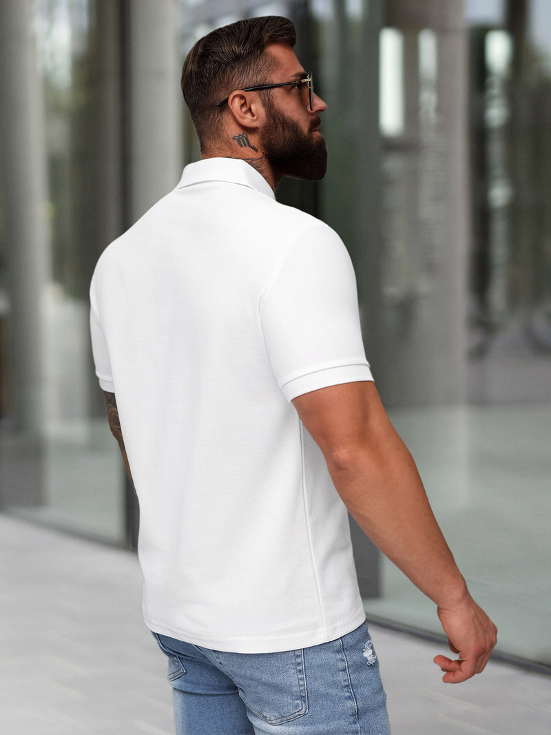 Tricou polo bărbați alb OZONEE NB/MT3142