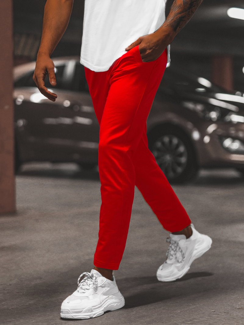 Pantaloni de trening bărbaţi rosii B/18203022Z