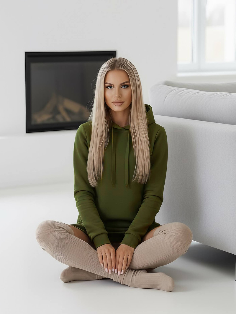 Hanorac femei kaki OZONEE JS/YS10005/29Z