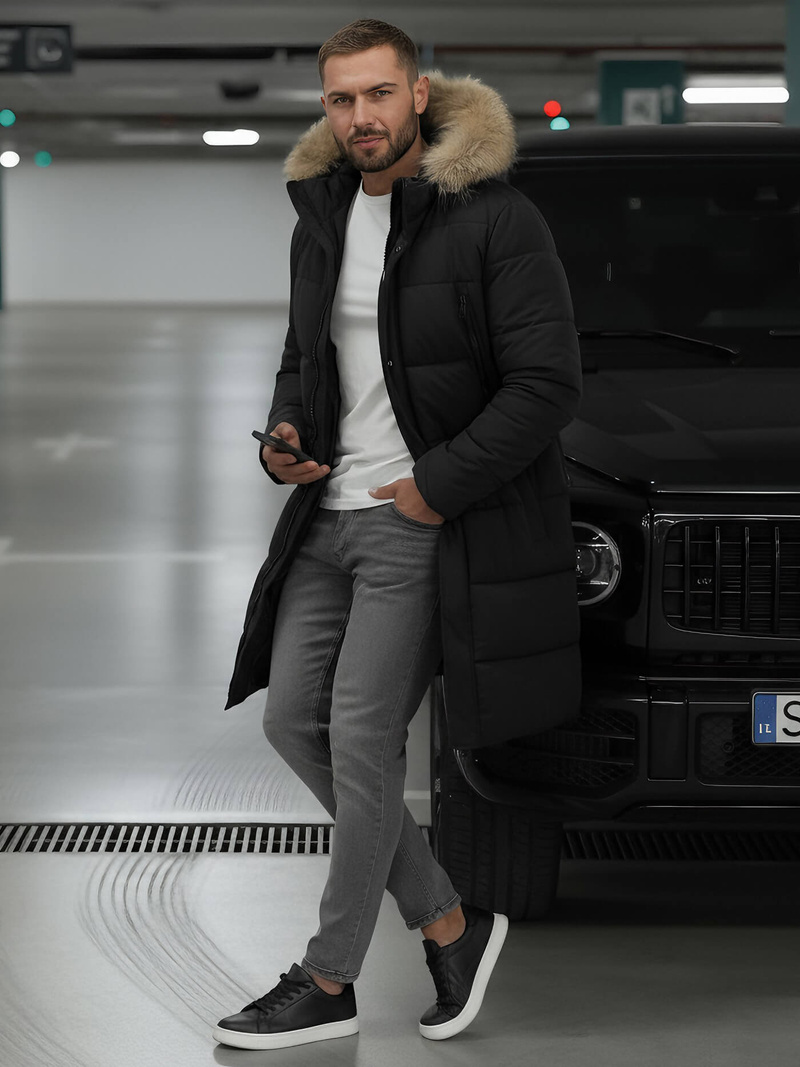 Geacă de iarnă bărbați neagră OZONEE JS/25M9803/392Z