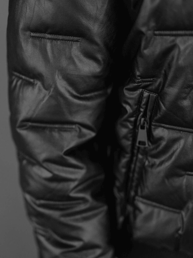 Geacă de piele bărbați neagră OZONEE O/11Z8099Z