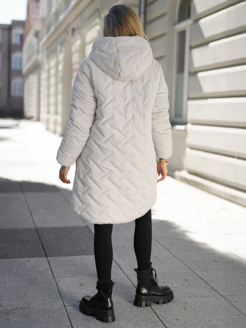 Geacă lungă de iarnă pentru femei écru OZONEE JS/5M3352/280