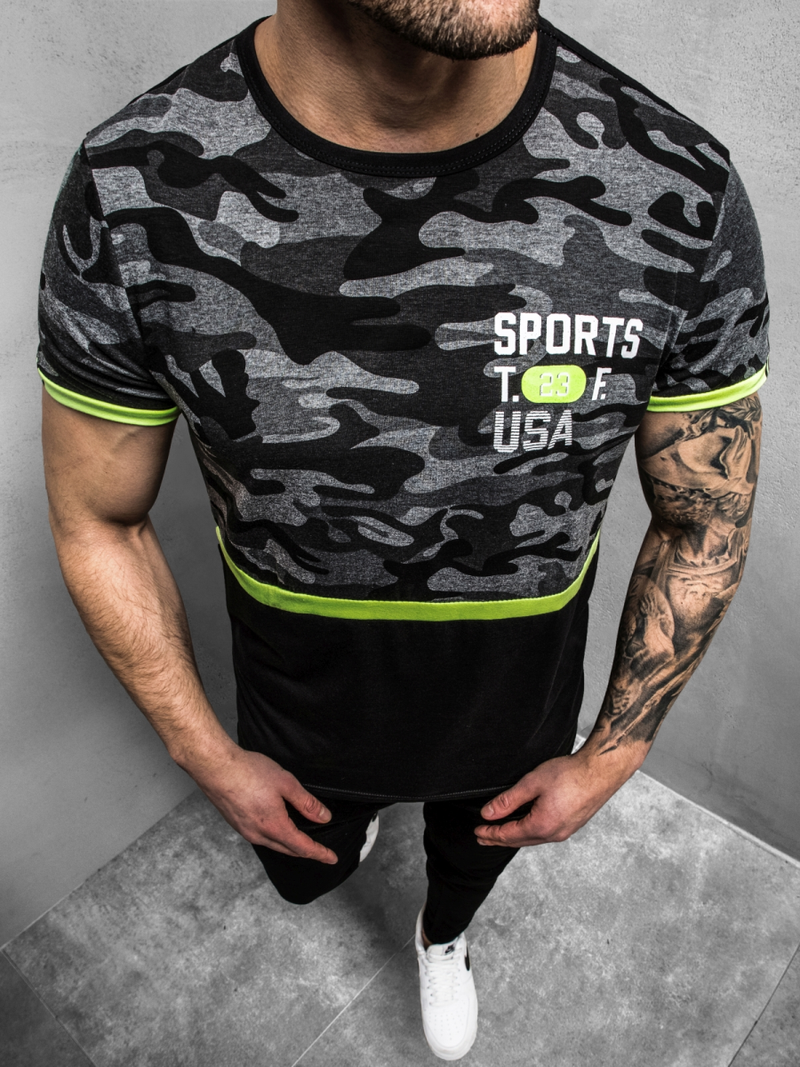 Tricou bărbați negri OZONEE JS/SS10982Z