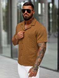 Cămașă cu mâneca scurtă bărbați maro OZONEE O/B2256