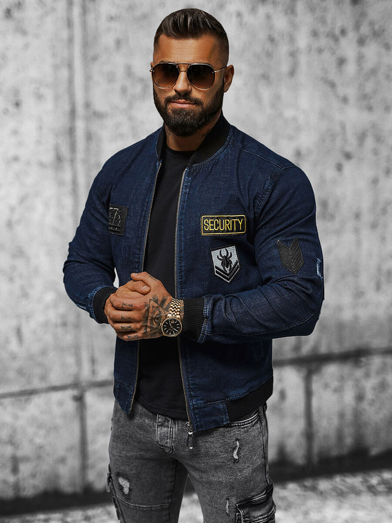 Jachetă de blugi bărbați albastru marin OZONEE NB/MJ509BZ