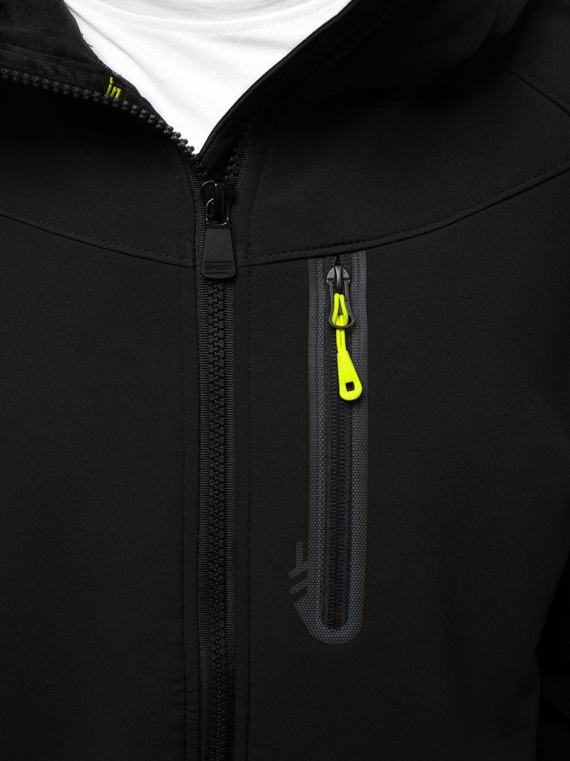 Jachetă bărbați SOFTSHELL neagră-galben OZONEE GE/12269Z