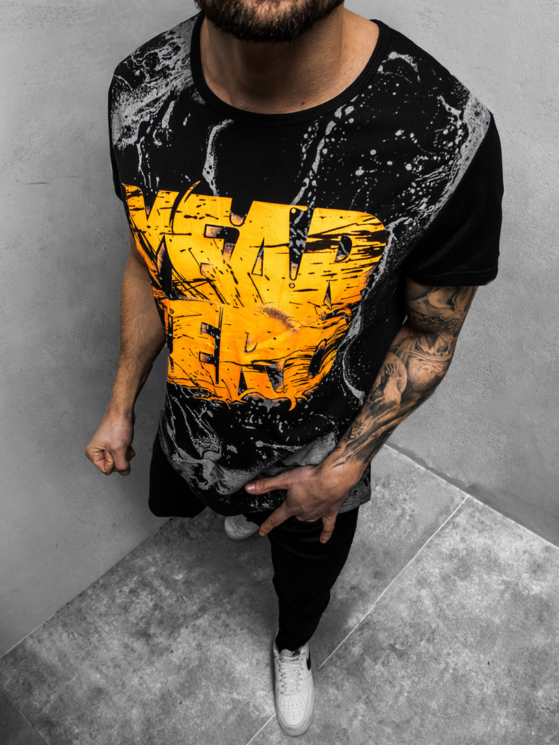 Tricou bărbați neagră OZONEE JS/KS1984Z