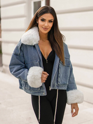 Jachetă de blugi femei albastră OZONEE JS/11Z8219