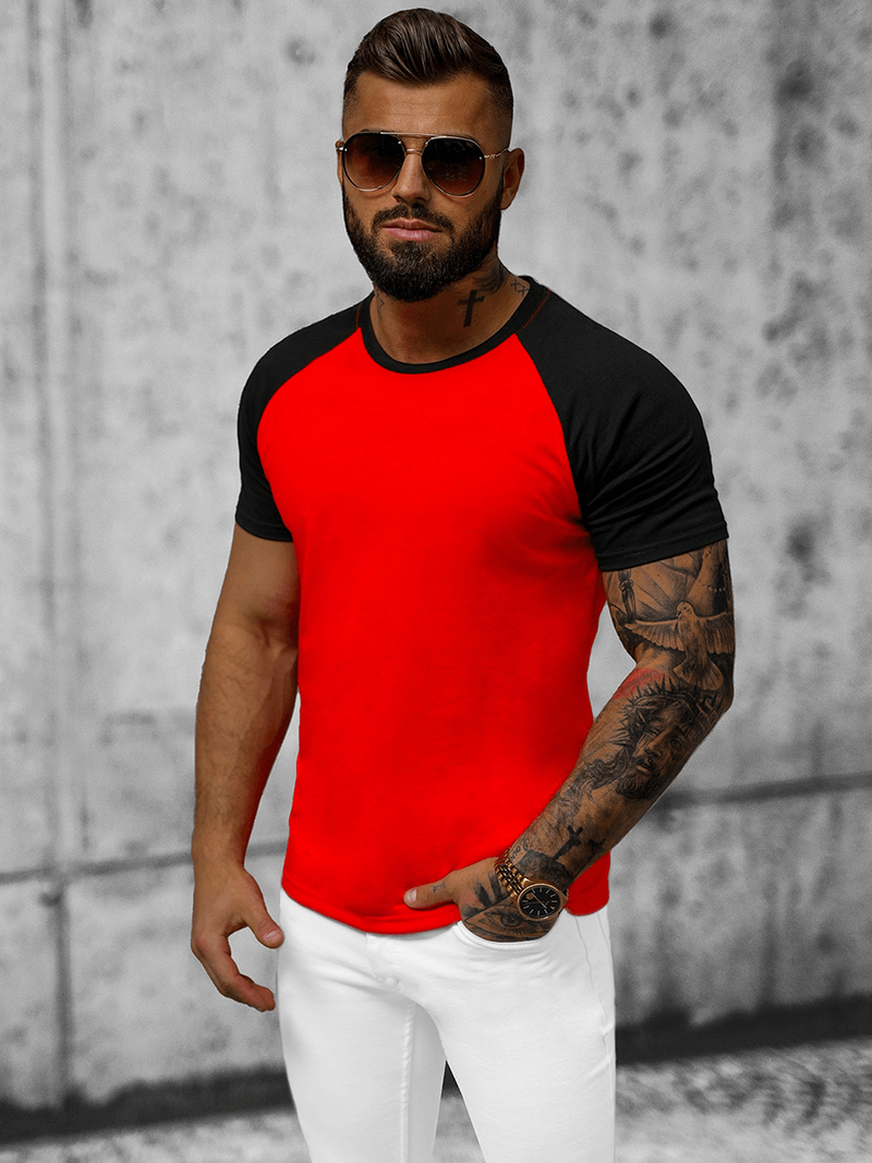 Tricou bărbați roșu-negru OZONEE JS/8T82/8Z