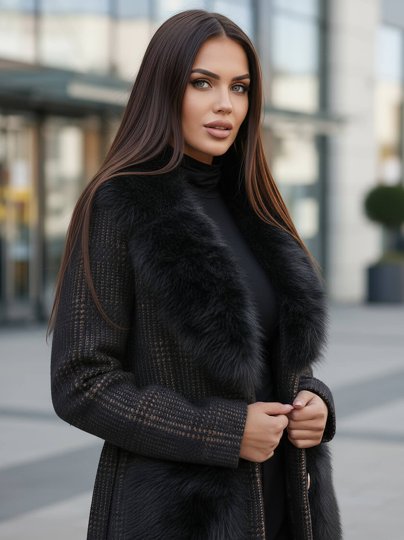 Palton de dama negru OZONEE JS/53M5200/1Z