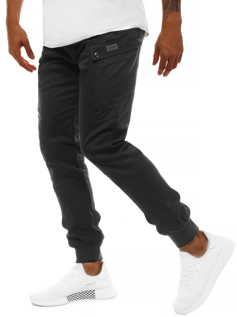 Pantaloni chino jogger pentru bărbați negri OZONEE O/11103