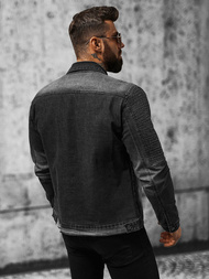 Jachetă de blugi bărbați neagră OZONEE NB/MJ521N