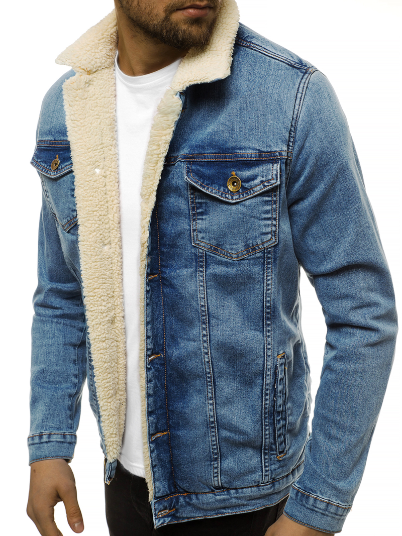 Jachetă de blugi bărbați albastră deschis OZONEE BN/5941