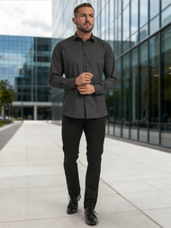 Cămașă bărbați neagră OZONEE V/V184