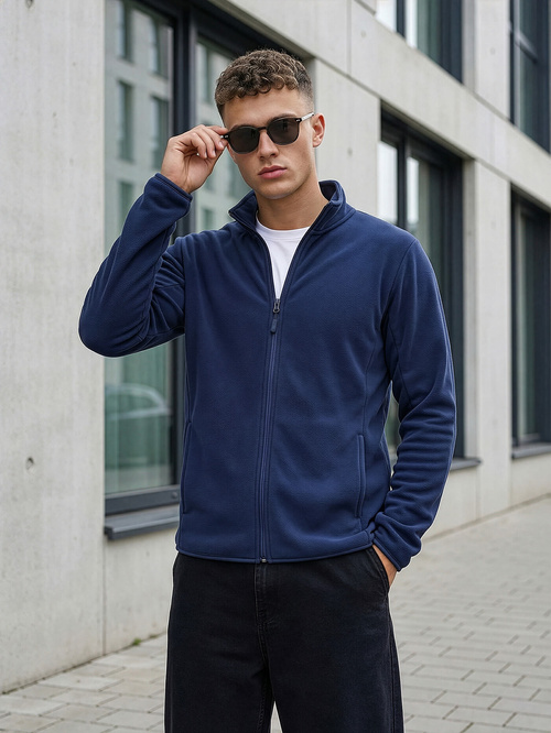 Hanorac cu fermoar bărbați bleumarin OZONEE JS/HH016/25