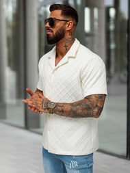 Cămașă cu mâneca scurtă bărbați écru OZONEE O/B2257