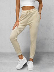 Pantaloni de trening din catifea femei écru OZONEE JS/8K1532/155