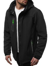 Jachetă bărbați SOFTSHELL negru-verde OZONEE GE/12268
