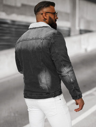 Jachetă de blugi bărbați sherpa neagră OZONEE NB/MJ513N