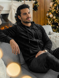 Trening pentru bărbați din catifea negru OZONEE JS/8C1169/3Z