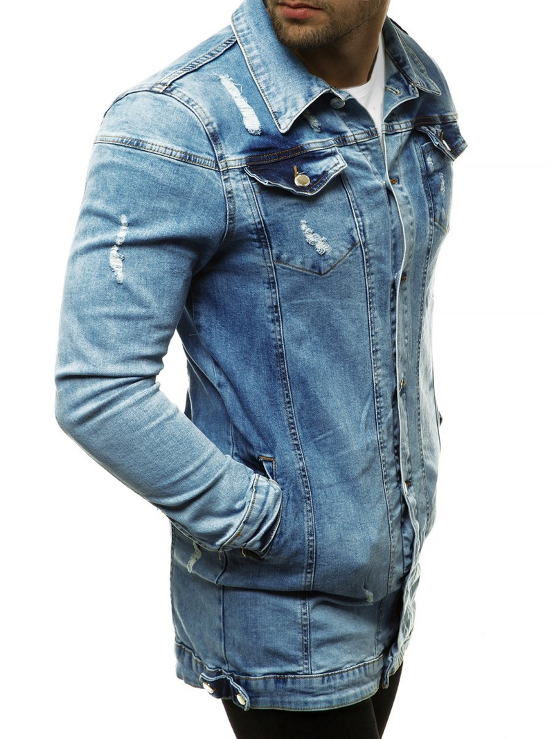 Jachetă de blugi bărbați albastră deschis OZONEE G/474K