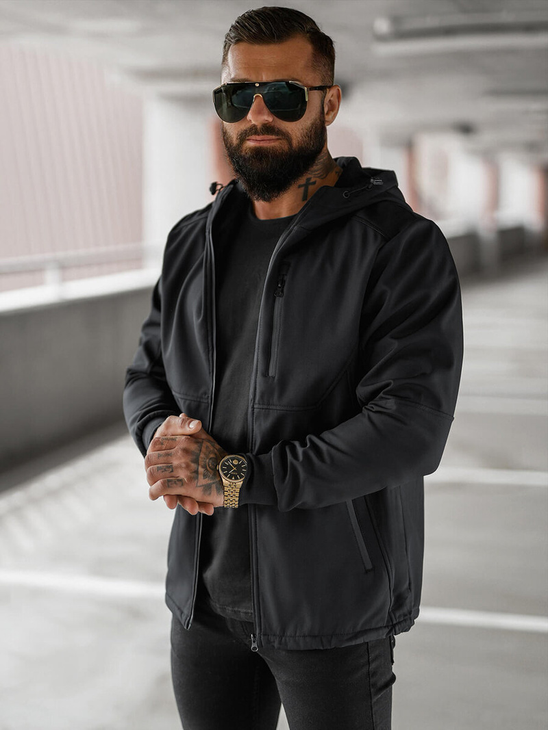 Jachetă bărbați softshell negru OZONEE JS/27B6529/3Z