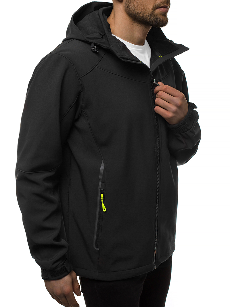Jachetă bărbați SOFTSHELL neagră-galben OZONEE GE/12269Z