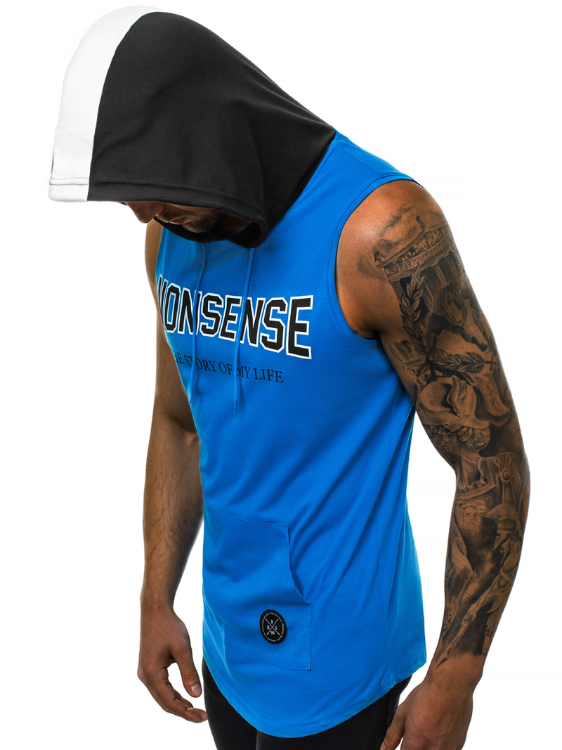 Tricou cu glugă bărbați albastru OZONEE MAD/2882Z