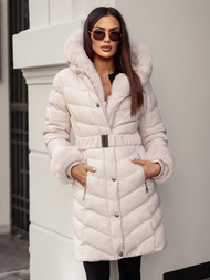 Geacă de femei ecru OZONEE JS/5M3156/254Z