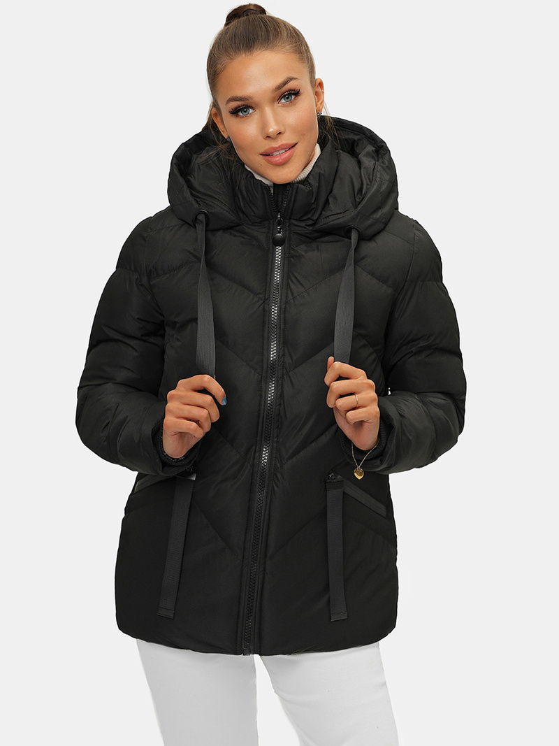 Geacă de iarnă damă neagră OZONEE JS/M739/392