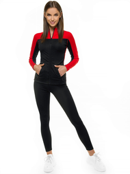 Hanorac femei neagră-roșu OZONEE JS/HD149/5
