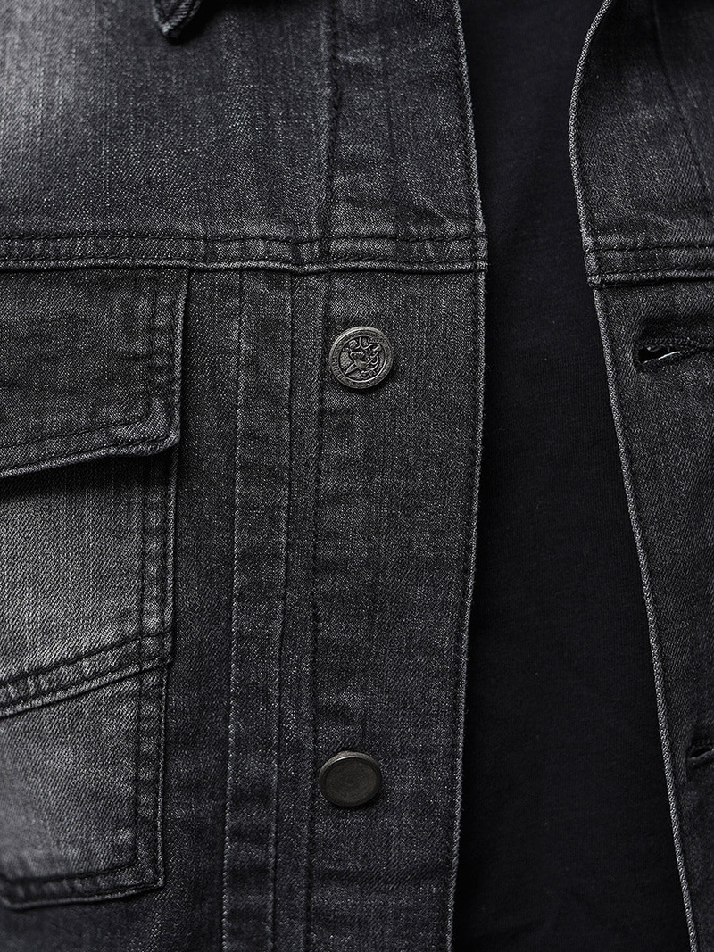 Jachetă de blugi bărbați neagră OZONEE NB/MJ521N