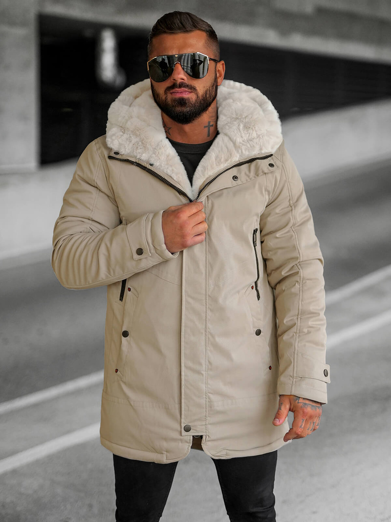 Geacă de iarnă parka bărbați bej OZONEE JS/22M319/62Z