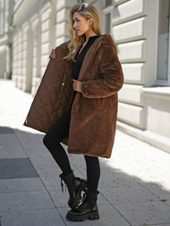 Geacă lungă de iarnă pentru femei ciocolată OZONEE JS/5M3352/158